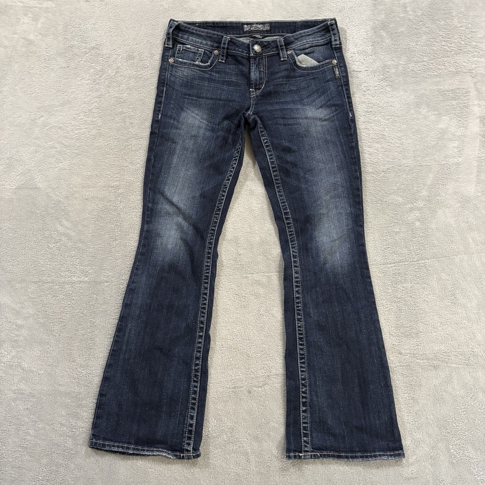 Silver Jeans Women's 30 / 31 Blue Aiko Bootcut Mid Rise Blue Western Glove Y2K